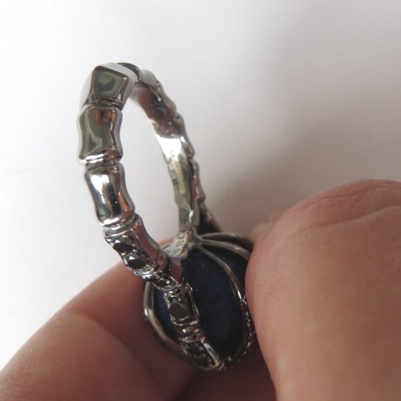 Stephen Webster "Verne" Bone Lapis Black Diamond 18k Gold Ring - Picture 11 of 17